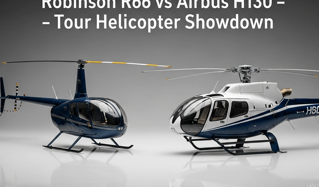 Professional photograph related to: Robinson R66 vs Airbus H130 — Tour Helicopter Showdown. High qua